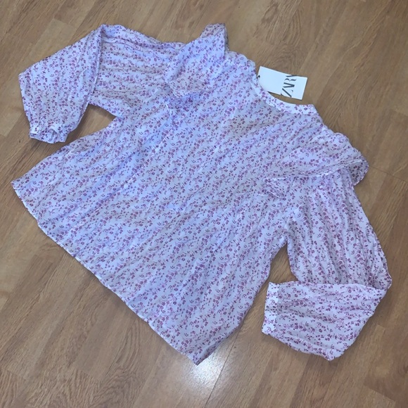 NWT Zara Ruffled Long Sleeve Blouse, Medium - Picture 10 of 11